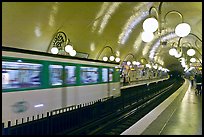 Subway train and station. Paris, France (color)