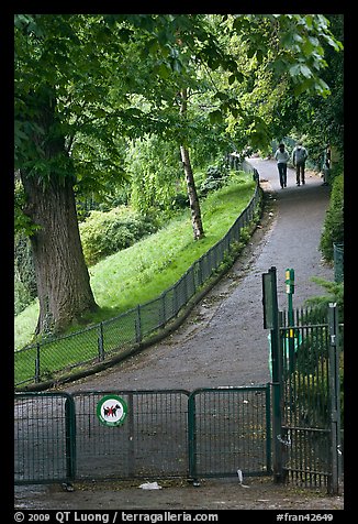 Park with couple in the distance, Montmartre. Paris, France