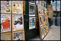 Reproduction of period posters for sale, Montmartre. Paris, France (color)