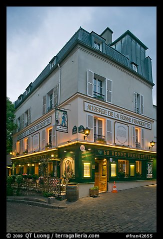 Restaurant at dusk, Montmartre. Paris, France (color)