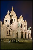 Basilica of the Sacre-Coeur (Basilica of the Sacred Heart) at night, Montmartre. Paris, France