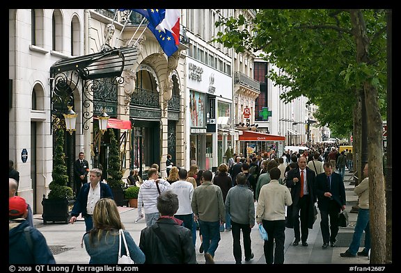 Sidewalk, Champs-Elysees. Paris, France