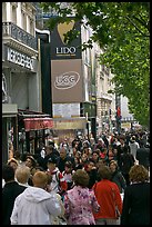 Pedestrians on a Champs-Elysees sidewalk. Paris, France (color)