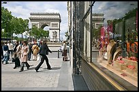 Jewelry store, sidewalk, and Arc de Triomphe. Paris, France (color)