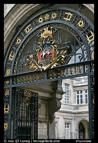 Gate and emblem of the city of Paris, Carnevalet Museum. Paris, France (color)