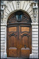 Ancient wooden door, le Marais. Paris, France