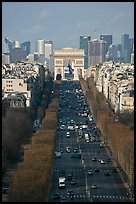 Champs-Elysees, Arc de Triomphe, and La Defense, from Ferris Wheel. Paris, France