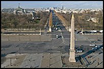 Place de la Concorde, Obelisk, Grand Palais, and Champs-Elysees. Paris, France (color)