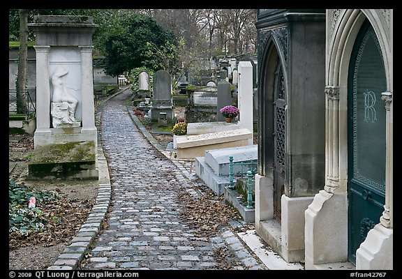 Monumental tombs in Pere Lachaise cemetery. Paris, France (color)