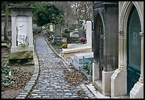 Monumental tombs in Pere Lachaise cemetery. Paris, France