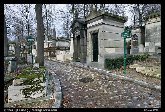 Memorials and tombs, Pere Lachaise cemetery. Paris, France (color)