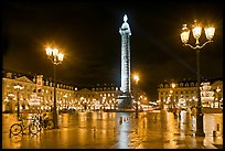 Place Vendome glistening at night. Paris, France