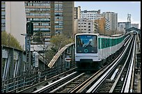 Metro on an above-ground section. Paris, France (color)