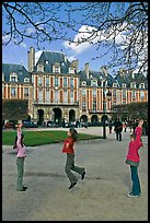 Girls playing with rope, Place des Vosges. Paris, France (color)