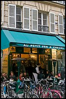 Cafe and bicycles, le Marais. Paris, France (color)