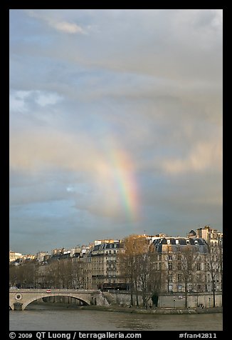 Rainbow above Ile St Louis. Paris, France (color)