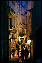 Narrow pedestrian street at dusk. Quartier Latin, Paris, France ( color)