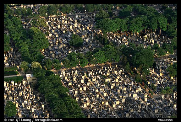 Cimetiere Montparnasse seen from the Montparnasse Tower. Paris, France (color)