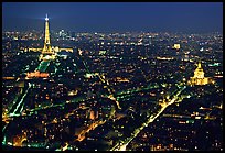 Tour Eiffel (Eiffel Tower) and Invalides by night. Paris, France