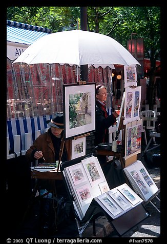 Painters on Place du Tertre,  Montmartre. Paris, France (color)