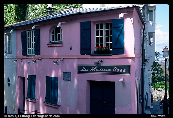 Pink house, Montmartre. Paris, France (color)