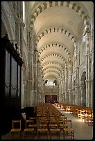 Nave of the Romanesque church of Vezelay. Burgundy, France