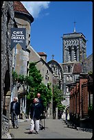 Main street of the Hill of Vezelay with the church in the background. Burgundy, France ( color)