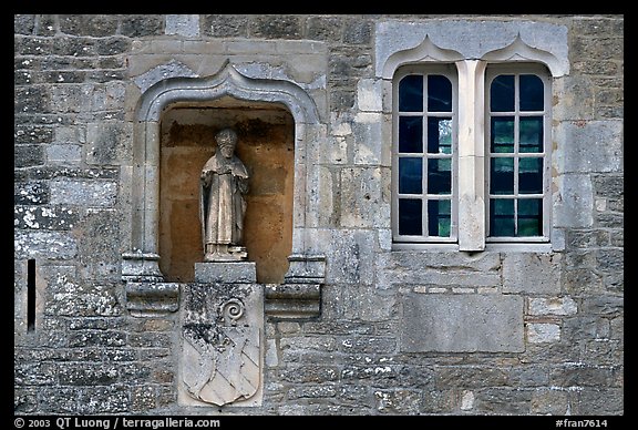 Statue and window, Fontenay Abbey. Burgundy, France