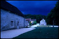 Gardens, approaching evening storm, Fontenay Abbey. Burgundy, France