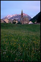 Meadow, Villar d'Arene village,  sunset. France ( color)