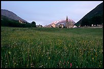 Meadow, Villar d'Arene village,  sunset. France (color)