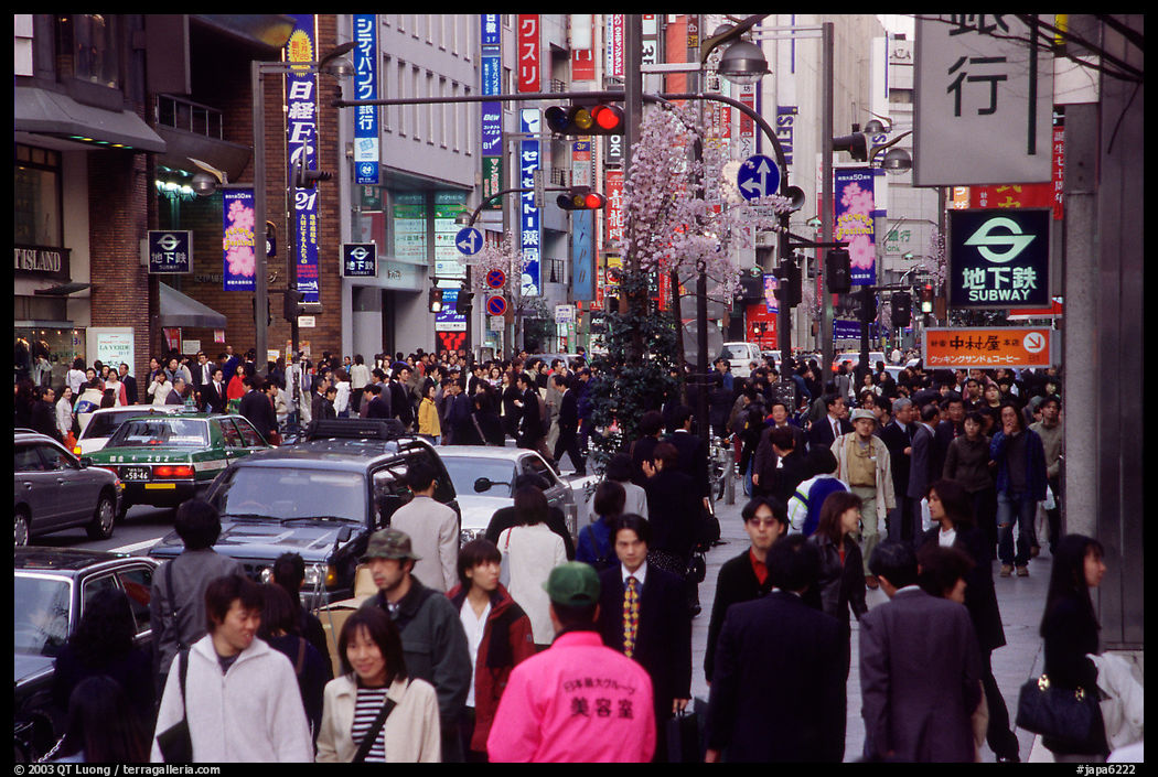 People in the Ginza shopping district. Tokyo, Japan