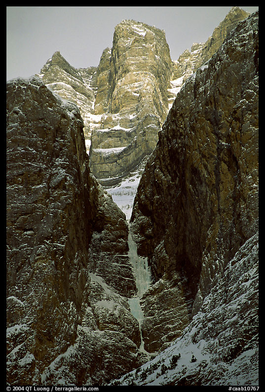Frozen waterfall called Polar Circus, on Cirrus Mountain. Banff National Park, Canadian Rockies, Alberta, Canada