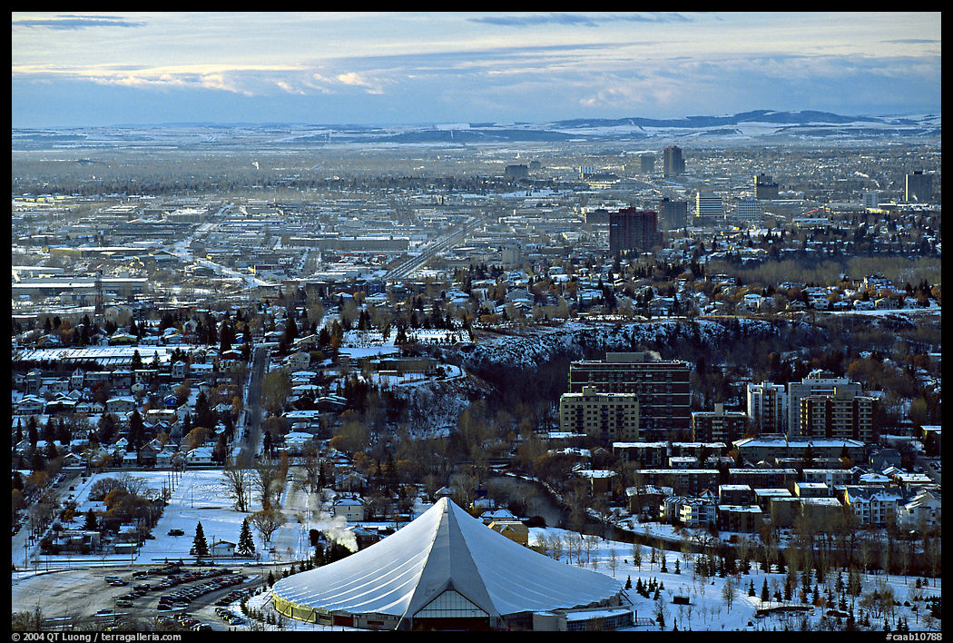 View from Calgary Tower in winter. Calgary, Alberta, Canada
