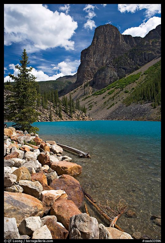 Moraine Lake and peak, afternoon. Banff National Park, Canadian Rockies, Alberta, Canada