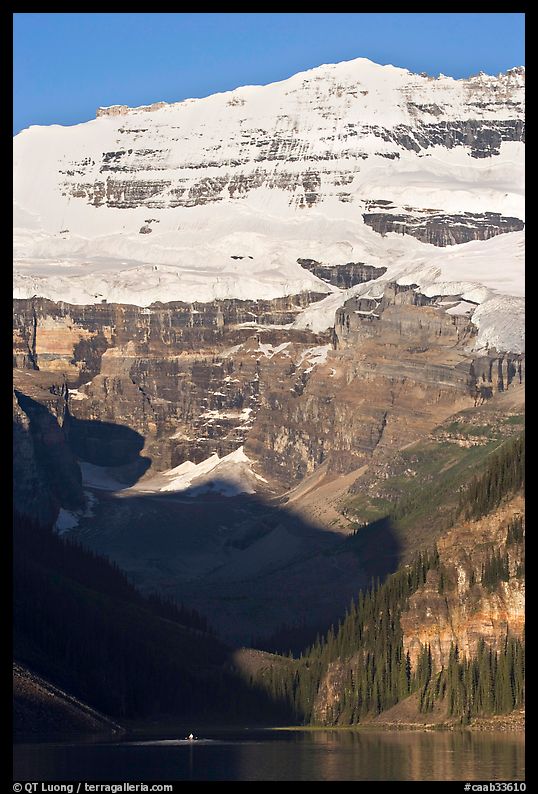 Victoria peak and glacier above Lake Louise, early morning. Banff National Park, Canadian Rockies, Alberta, Canada