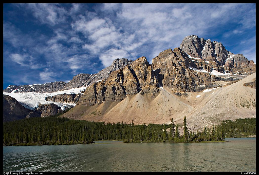 Crowfoot Mountain and Crowfoot Glacier above Bow Lake. Banff National Park, Canadian Rockies, Alberta, Canada