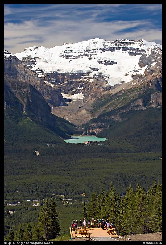 Observation platform, Lake Louise and  Victoria Peak. Banff National Park, Canadian Rockies, Alberta, Canada
