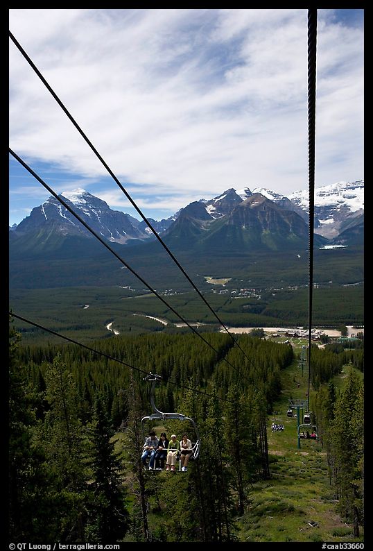 Tram at Lake Louise ski resort and Ten Peaks lodge. Banff National Park, Canadian Rockies, Alberta, Canada