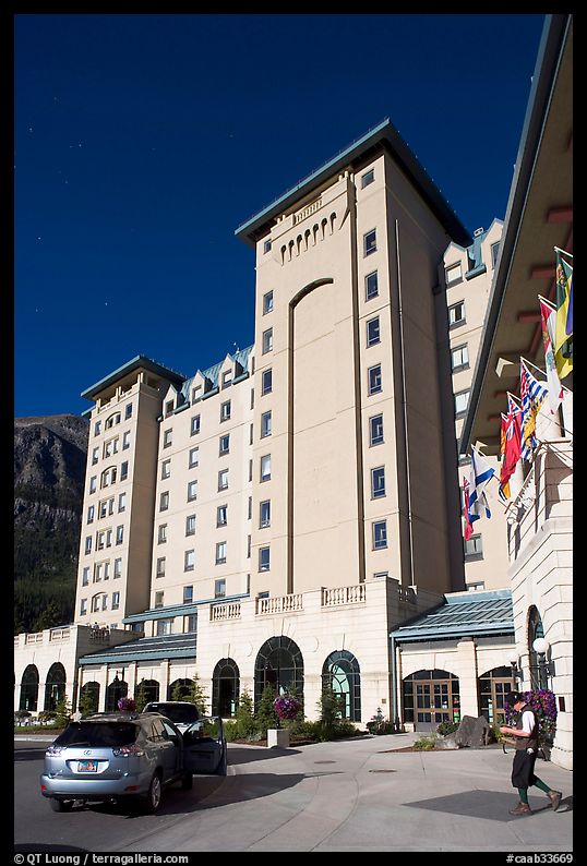 Checking in Chateau Lake Louise hotel. Banff National Park, Canadian Rockies, Alberta, Canada