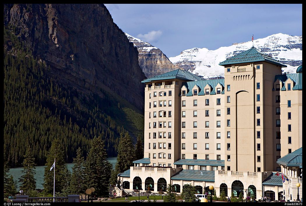 Chateau Lake Louise, with Victoria Peak in the background. Banff National Park, Canadian Rockies, Alberta, Canada