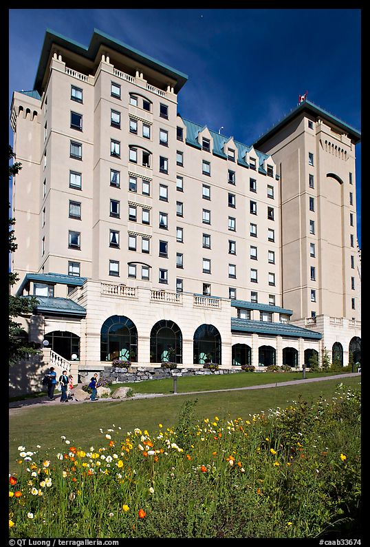 Facade of Chateau Lake Louise hotel. Banff National Park, Canadian Rockies, Alberta, Canada