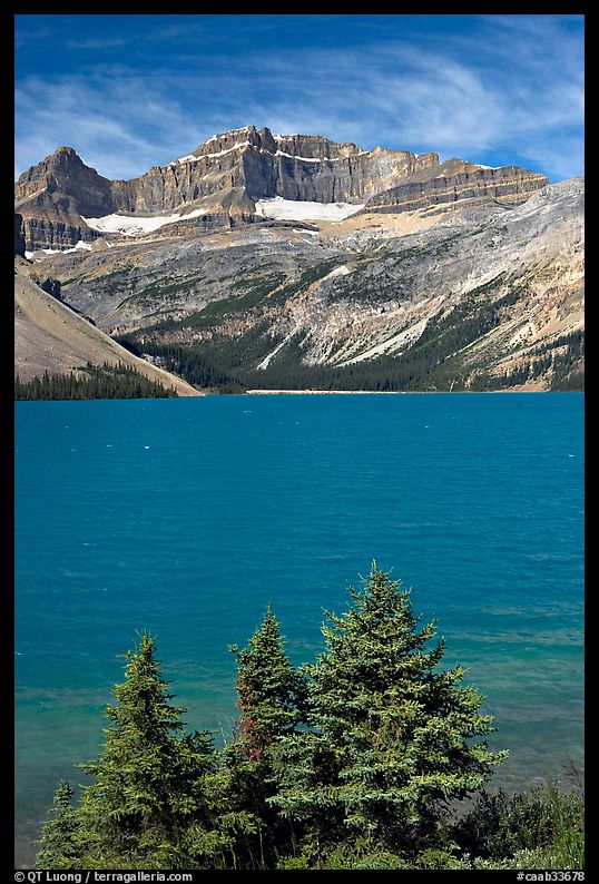 Bow Lake, mid-day. Banff National Park, Canadian Rockies, Alberta, Canada