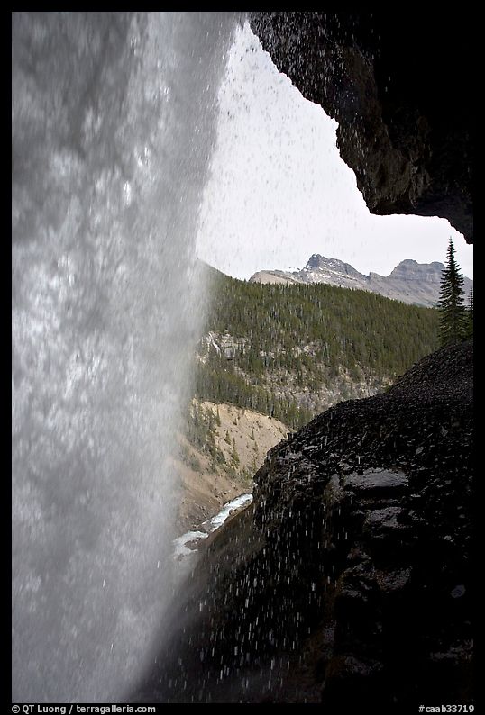 Panther Falls and ledge from behind. Banff National Park, Canadian Rockies, Alberta, Canada