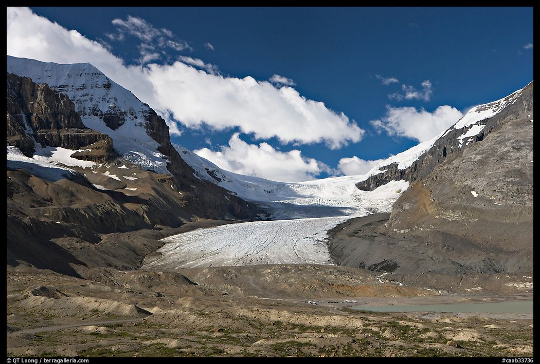 Athabasca Glacier flowing out of the Columbia Icefield, morning. Jasper National Park, Canadian Rockies, Alberta, Canada