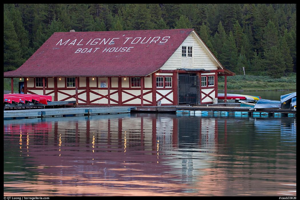 Maligne Lake Boathouse. Jasper National Park, Canadian Rockies, Alberta, Canada
