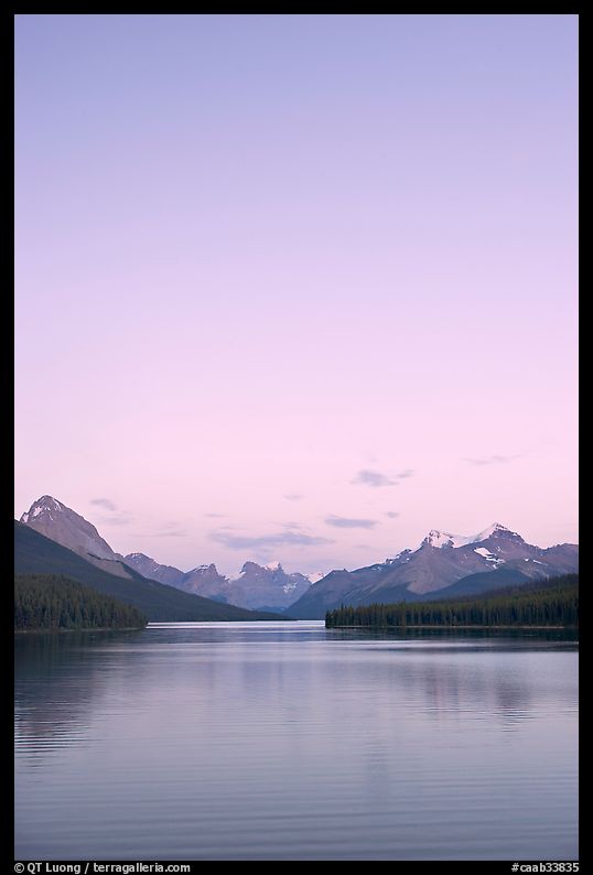 Maligne Lake, sunset. Jasper National Park, Canadian Rockies, Alberta, Canada