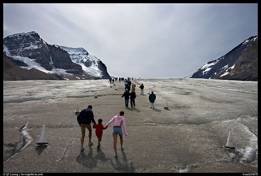 Visitors on Athabasca Glacier, Columbia Icefield. Jasper National Park, Canadian Rockies, Alberta, Canada