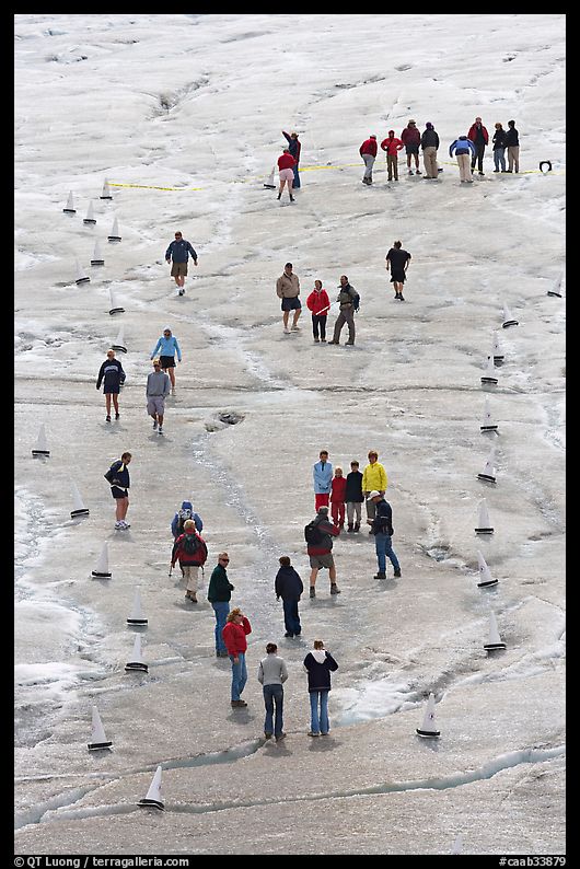 People in delimited area, Athabasca Glacier. Jasper National Park, Canadian Rockies, Alberta, Canada
