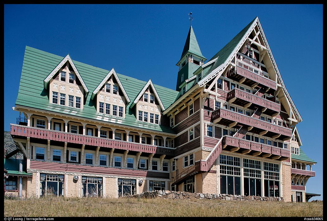 Prince of Wales hotel facade. Waterton Lakes National Park, Alberta, Canada